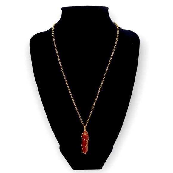 NWT Wool + Pepper Co. Sandstone Crystal & Gold Necklace - AMBITION - Picture 1 of 5